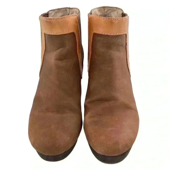 Tommy Bahamas Kishiko ankle booties 6 brown nubuck leather wedge platform boots - Picture 2 of 12
